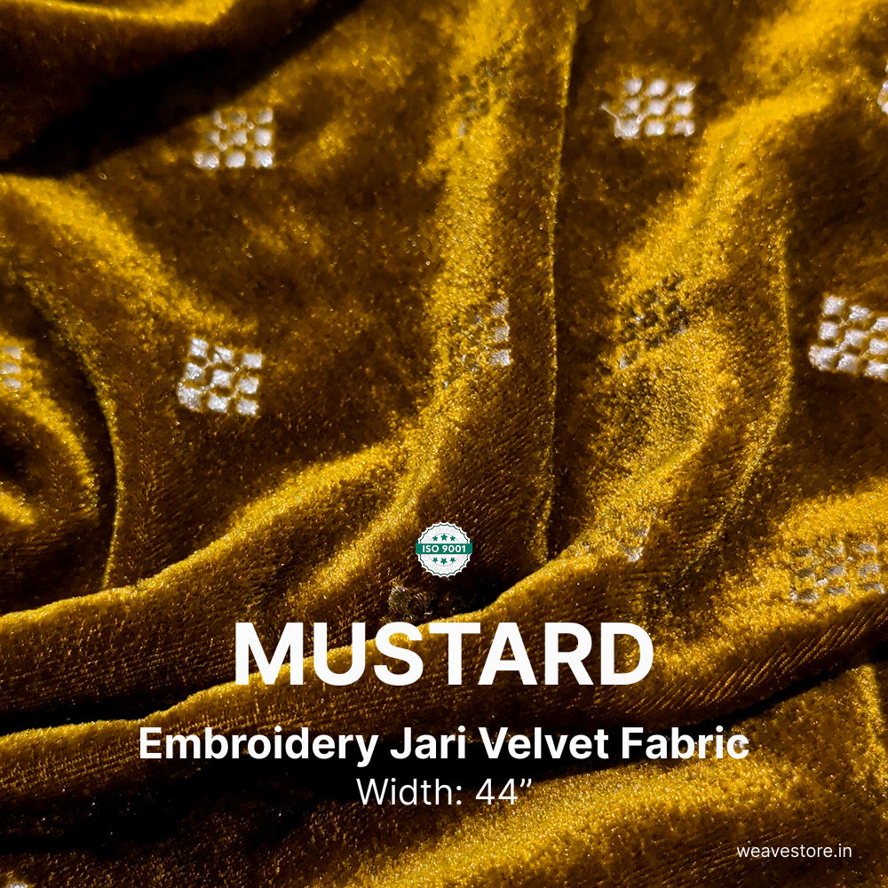 Premium Embroidery Fabric with Elegant Square Butti Design for Ethnic & Designer Wear