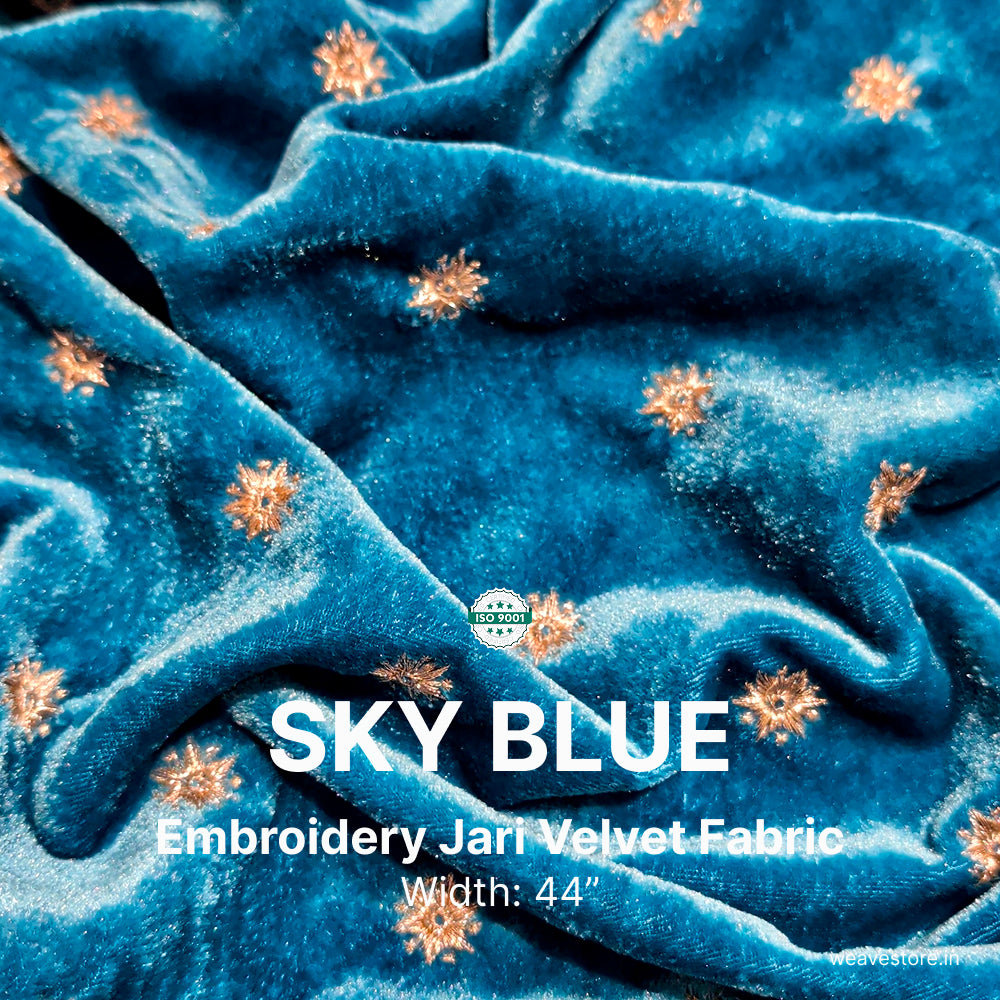 Star Butti Embroidered Fabric | Elegant Designer Embroidery Material for Ethnic & Festive Wear