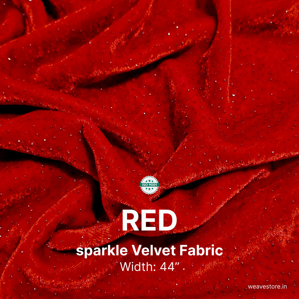 Premium Sparkle Velvet Fabric for Blouse, Lehenga, Gown & Party Wear | 44 Inch Width | 200–220 GSM | Multiple Colors Available
