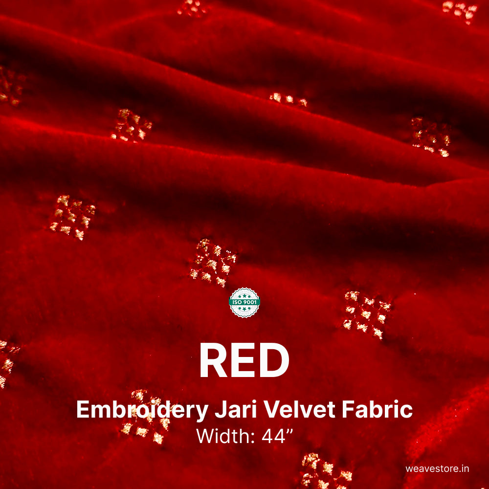 Premium Embroidery Fabric with Elegant Square Butti Design for Ethnic & Designer Wear