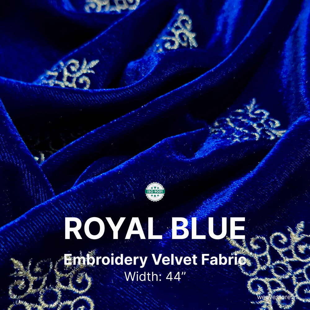 Embroidery Velvet Fabric – Kite Butti Design | Premium Soft Velvet Fabric for Kurti, Blouse & Designer Wear
