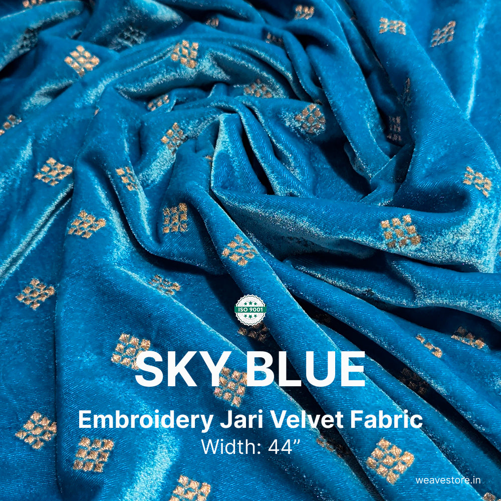 Premium Embroidery Fabric with Elegant Square Butti Design for Ethnic & Designer Wear