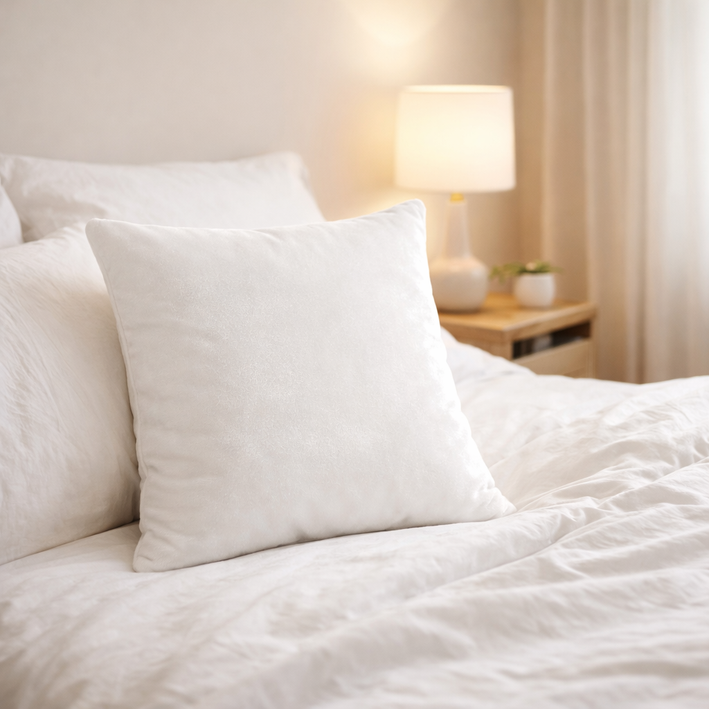 White Plain Velvet Cushion for Sofa | Soft Premium Velvet Cushion Home Decor