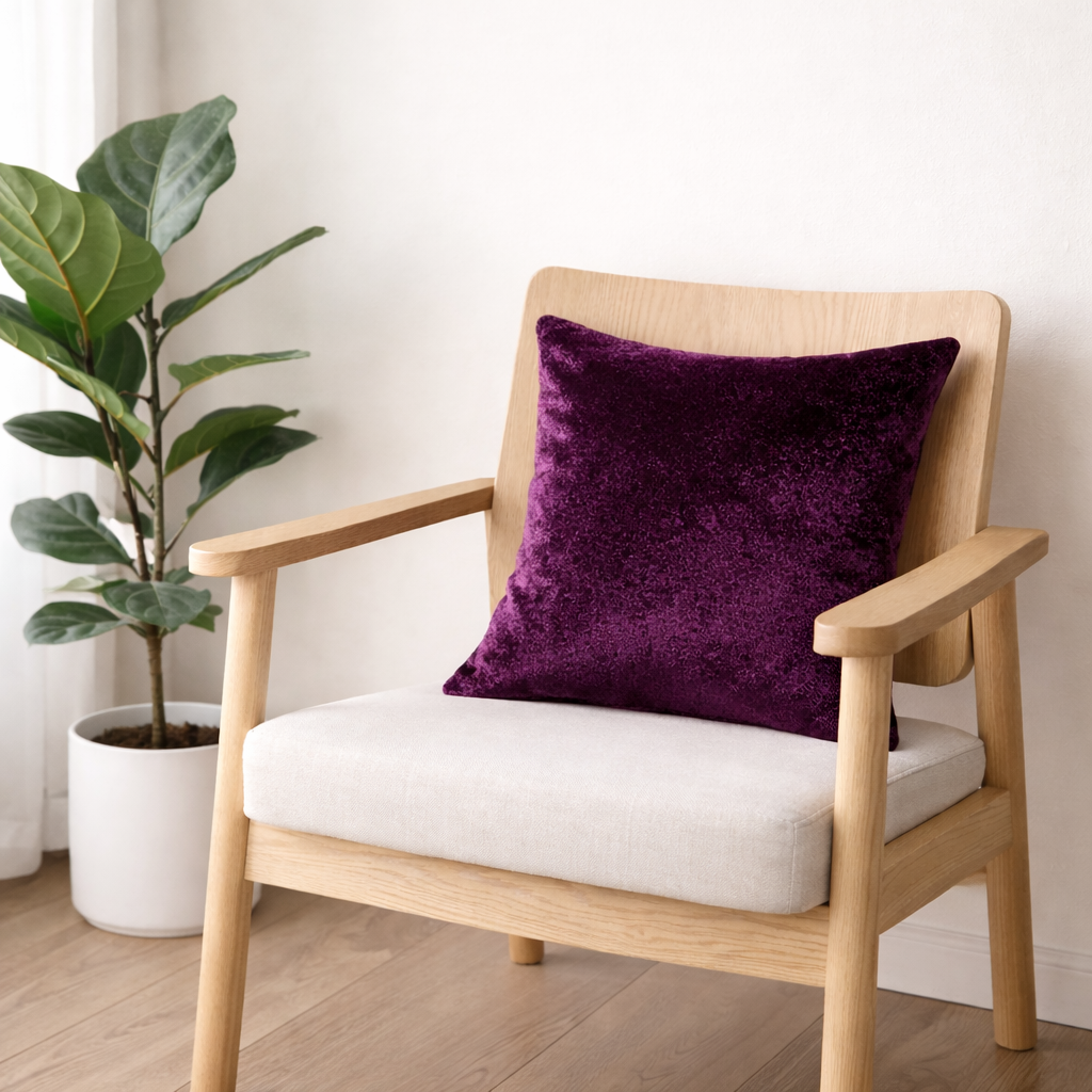 Wine Plain Velvet Cushion for Sofa | Soft Premium Velvet Cushion Home Decor