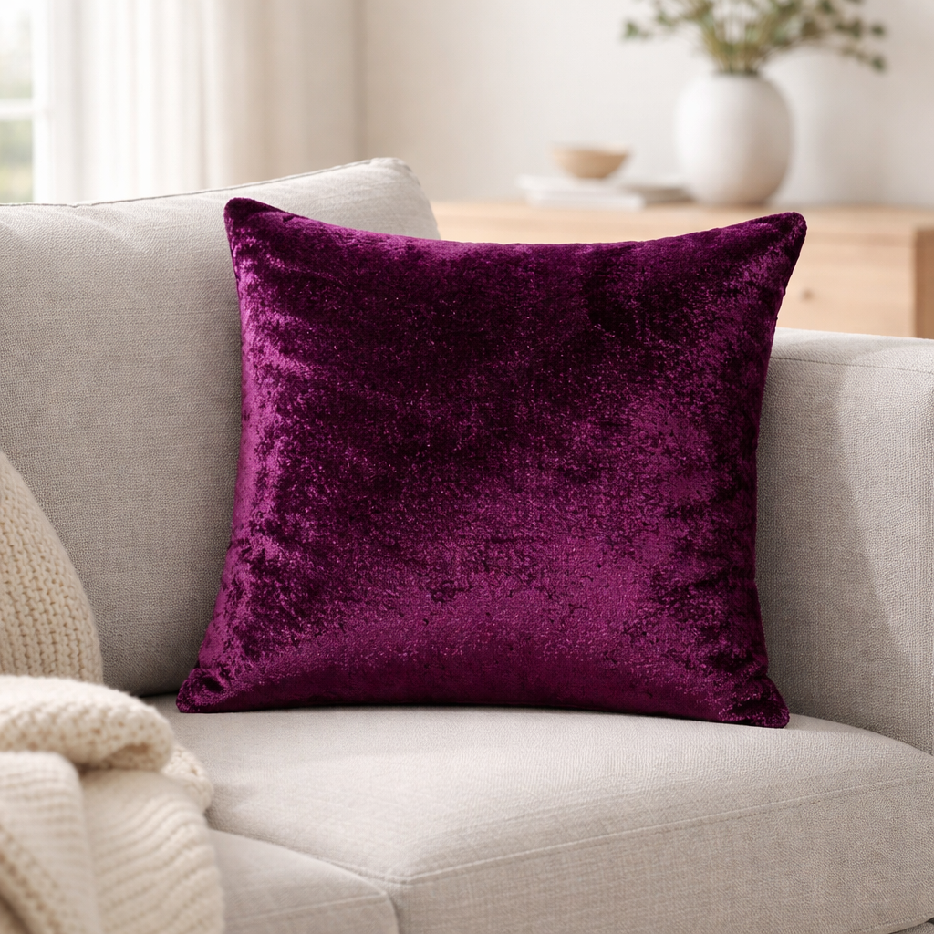 Wine Plain Velvet Cushion for Sofa | Soft Premium Velvet Cushion Home Decor