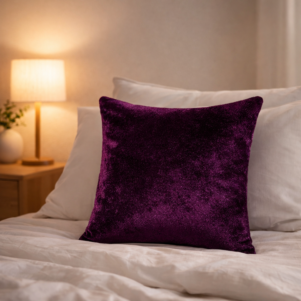 Wine Plain Velvet Cushion for Sofa | Soft Premium Velvet Cushion Home Decor