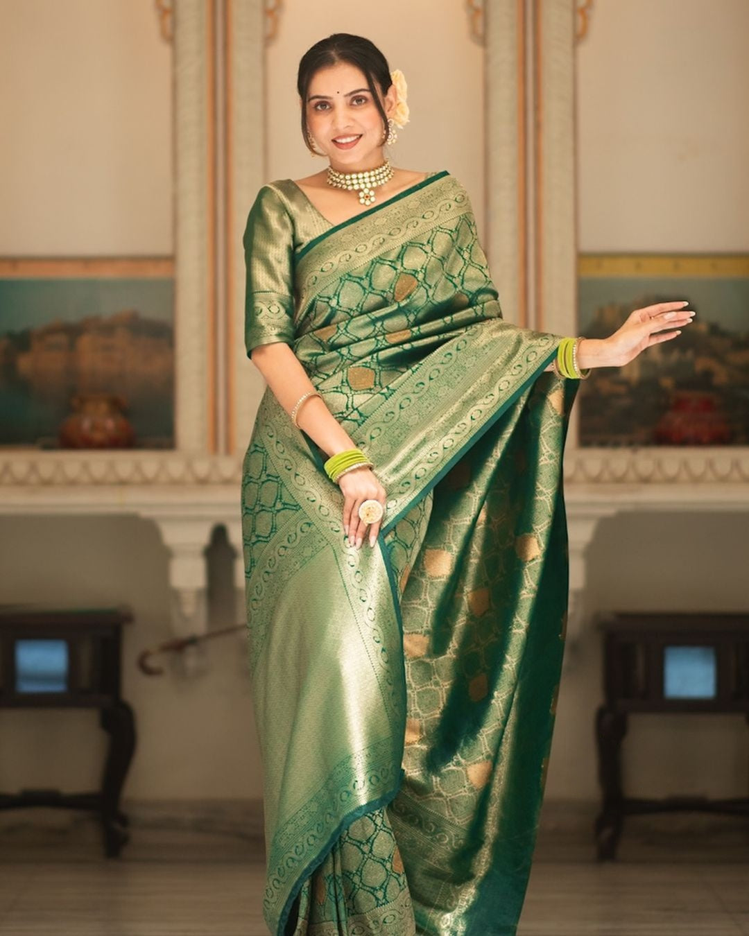 Elegant Harmony Banarasi Soft Silk Saree with Gold Zari – Colour 5