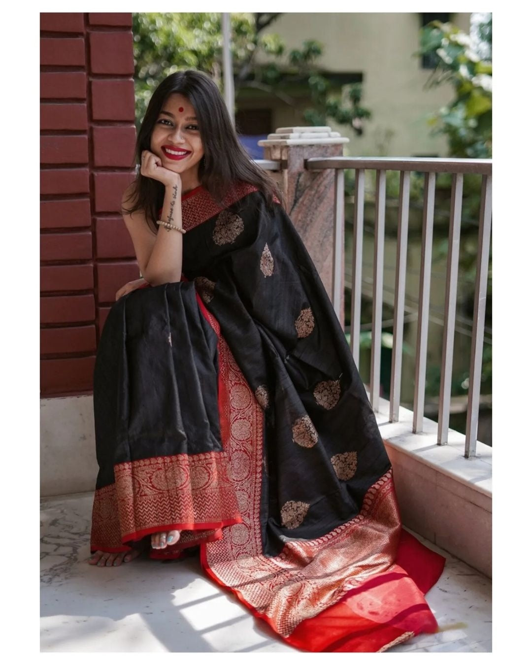 Grand Festive Banarasi Silk Saree with Copper Motifs