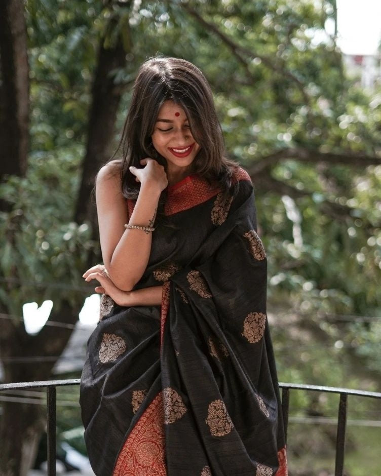 Grand Festive Banarasi Silk Saree with Copper Motifs