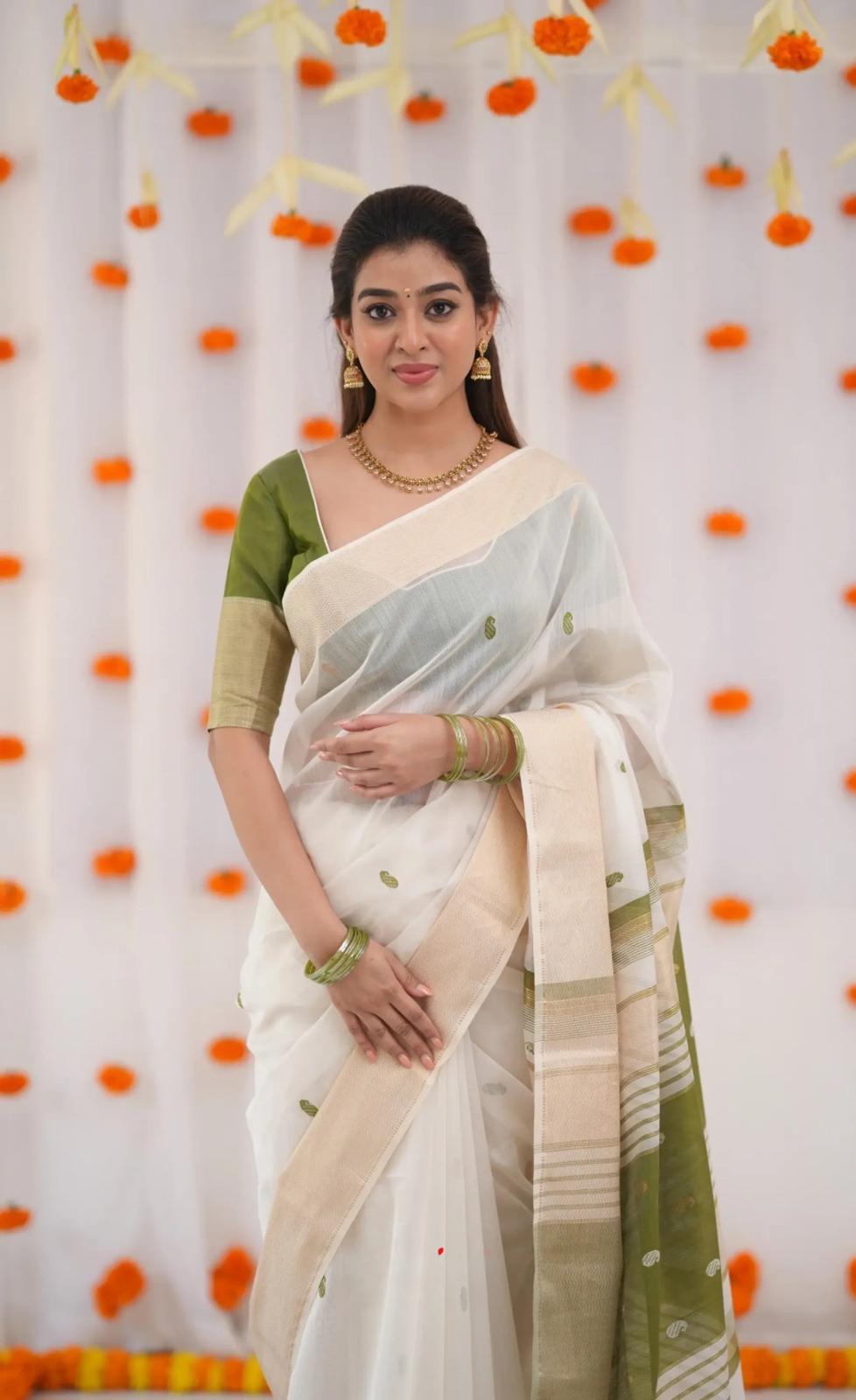 Silver Grace Banarasi Soft Silk Saree with Silver Zari Weaving – Colour 4