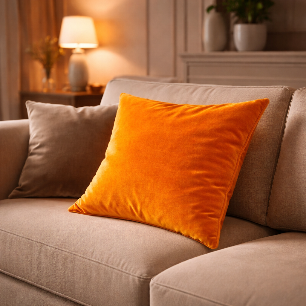 Yellow Plain Velvet Cushion for Sofa | Soft Premium Velvet Cushion Home Decor