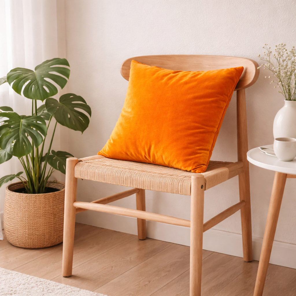 Yellow Plain Velvet Cushion for Sofa | Soft Premium Velvet Cushion Home Decor