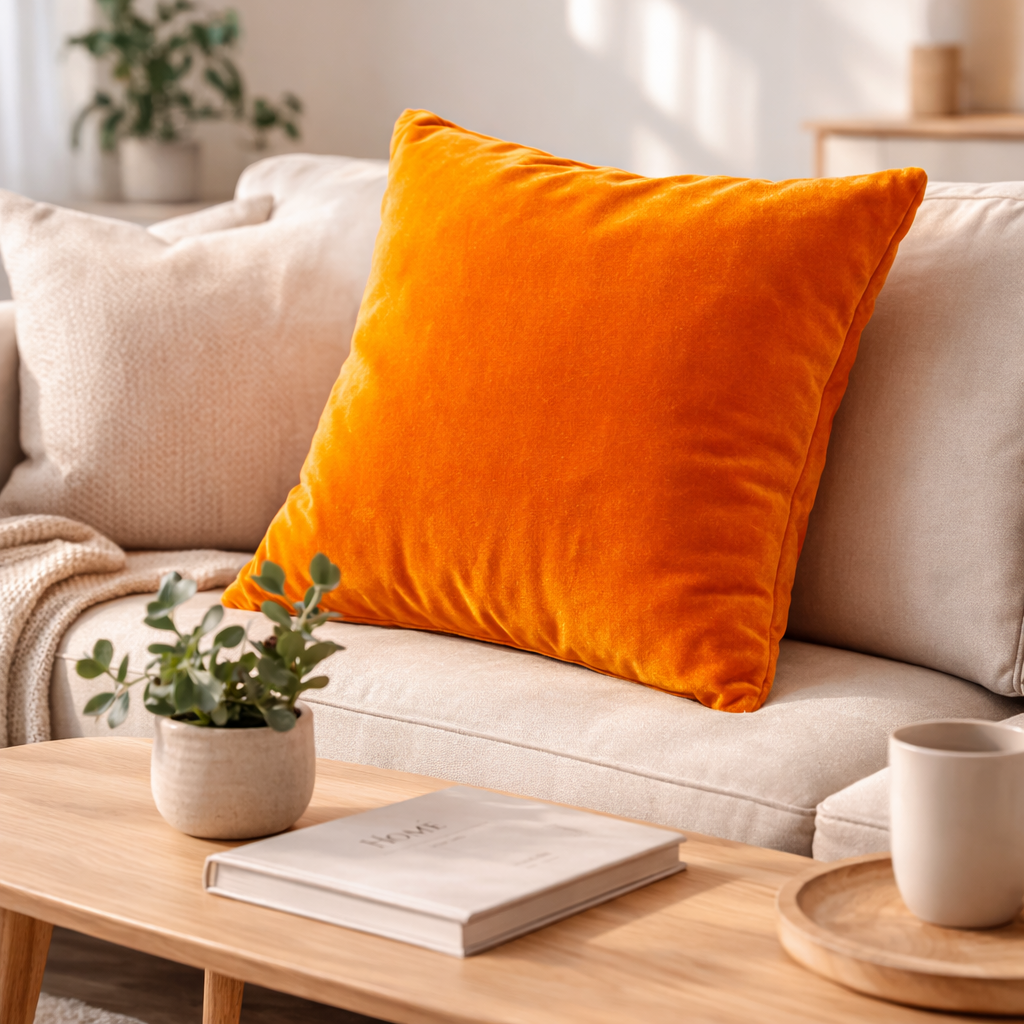 Yellow Plain Velvet Cushion for Sofa | Soft Premium Velvet Cushion Home Decor